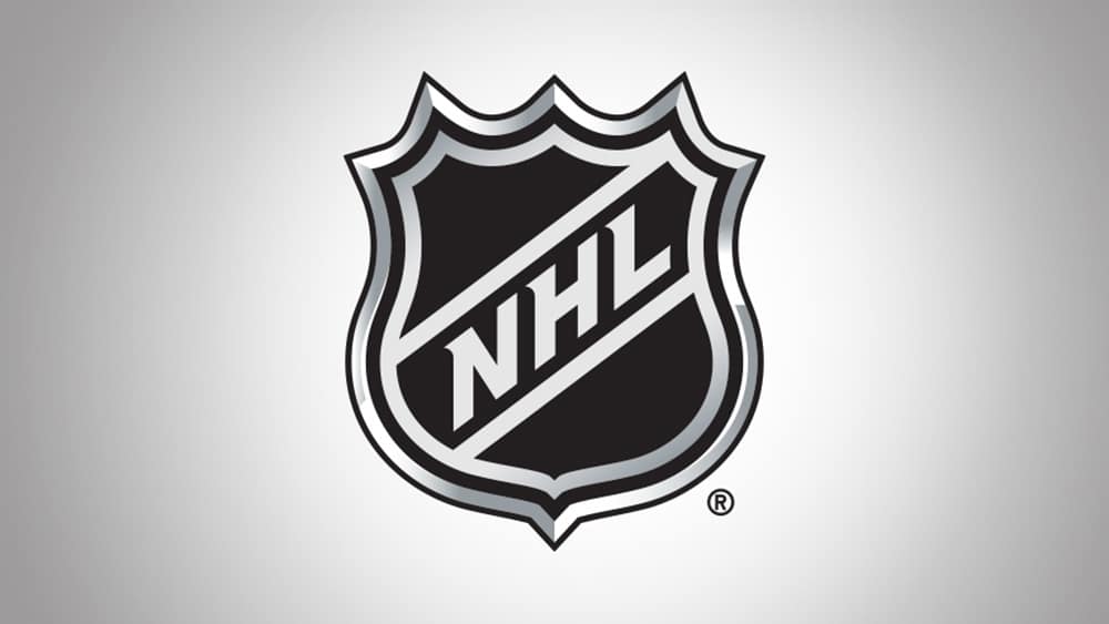 NHL logo featuring the letters 'NHL' in a stylized shield design with a black and silver color scheme.